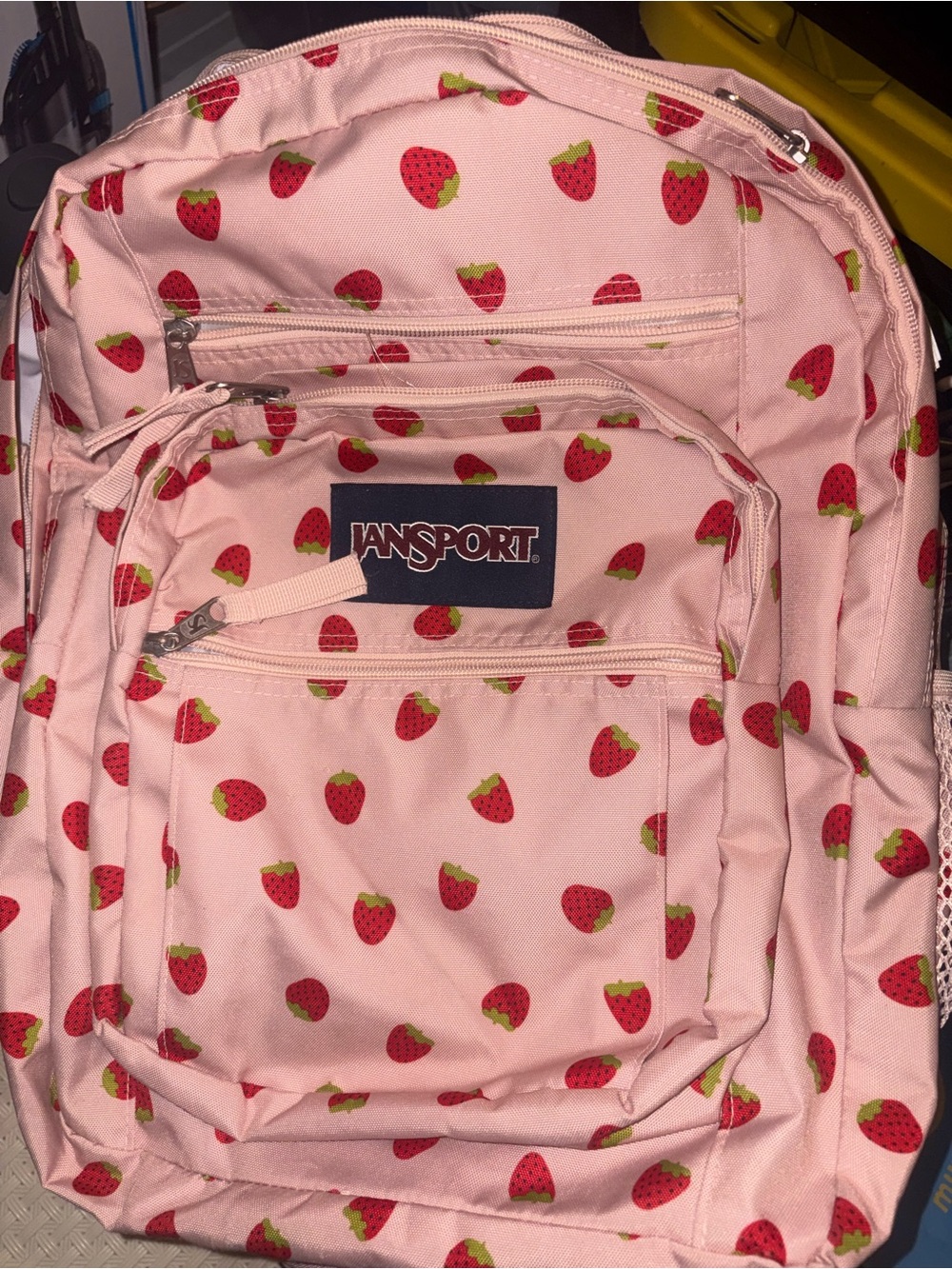 Jansport Pink Strawberry Print Kids Backpack